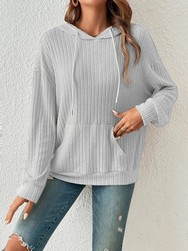 Sweat-shirts Rayé Décontracté Printemps / Automne Polyester Sweat-shirt à Capuche Micro-élasticité Ample Manches Longues Régulier pour Femmes