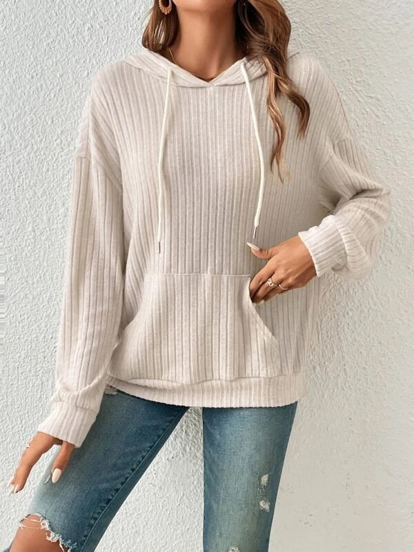 Sweat-shirts Rayé Décontracté Printemps / Automne Polyester Sweat-shirt à Capuche Micro-élasticité Ample Manches Longues Régulier pour Femmes