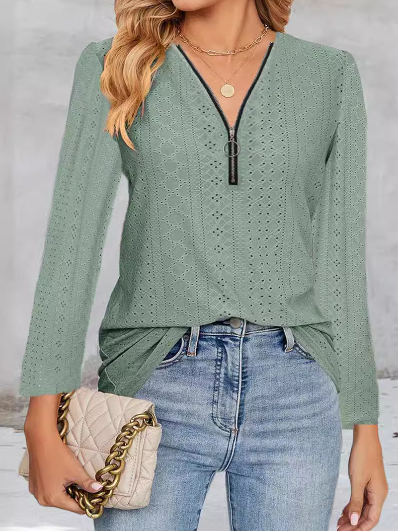 Chemisiers1 Femmes Décontracté Plain Printemps / Automne Jersey Manches Longues Col Roulé Régulier Droit Régulier