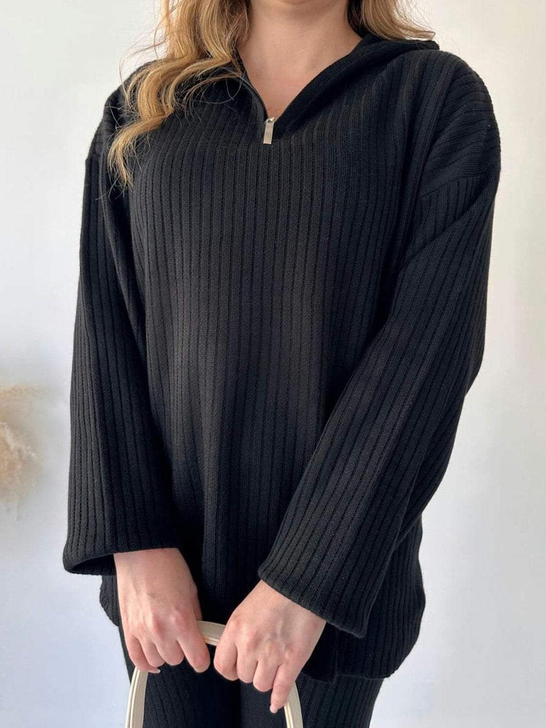 Deux Pièces Ensembles Femmes Décontracté Plain Printemps / Automne Tricoté Naturel Ample Taille Élastique Régulier Élasticité moyenne