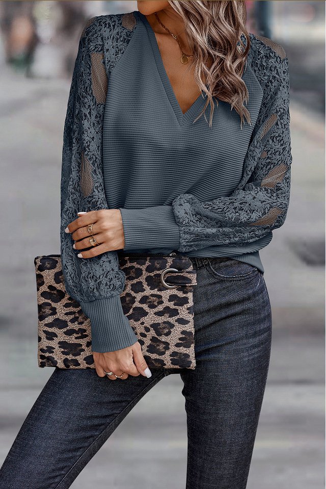 Chemisiers1 Décontracté Bloc de Couleur Printemps / Automne Micro-élasticité Ample Jersey Col Roulé Régulier Régulier pour Femmes