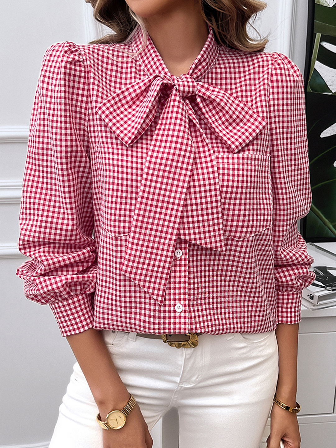 Chemises Femmes Décontracté Printemps / Automne Plaid Polyester Quotidien Ample Régulier Régulier Col de Chemise