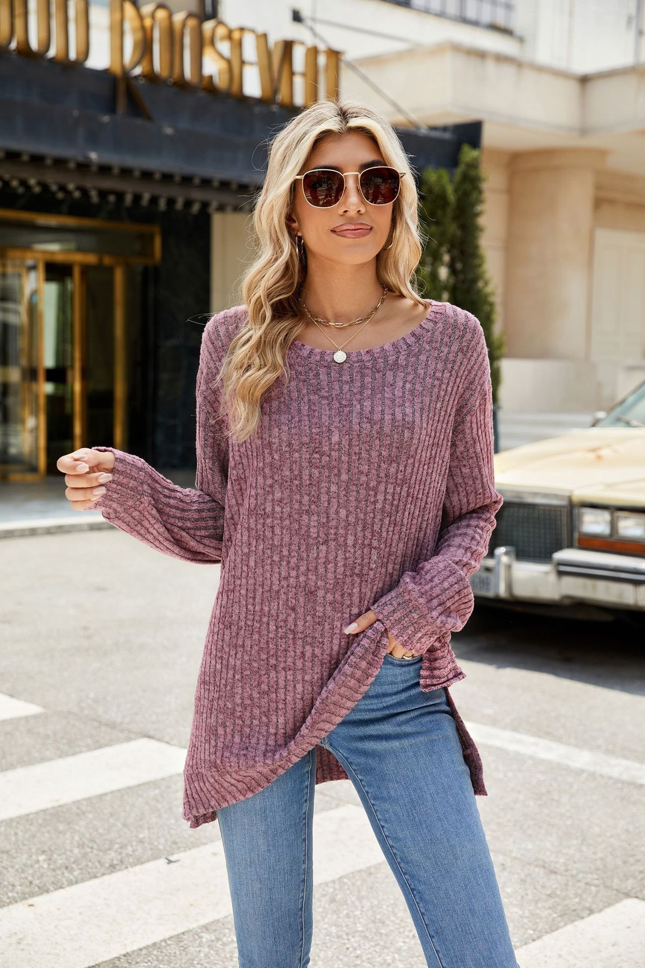T-shirts Décontracté Plain Printemps / Automne Quotidien Manches Longues Col Rond Mi-long Régulier Élasticité moyenne pour Femmes