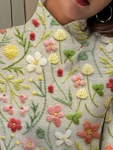 Chemisiers1 Femmes Décontracté Floral Printemps / Automne Micro-élasticité Quotidien chaleur Meilleure vente Droit Régulier