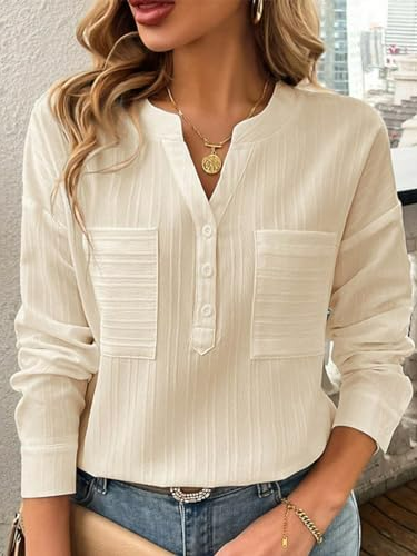 Chemisiers1 Décontracté Plain Printemps / Automne Polyester Aucune élasticité Quotidien Régulier Boucle Non pour Femmes