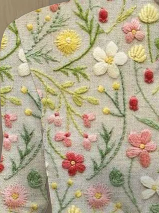 Chemisiers1 Femmes Décontracté Floral Printemps / Automne Micro-élasticité Quotidien chaleur Meilleure vente Droit Régulier