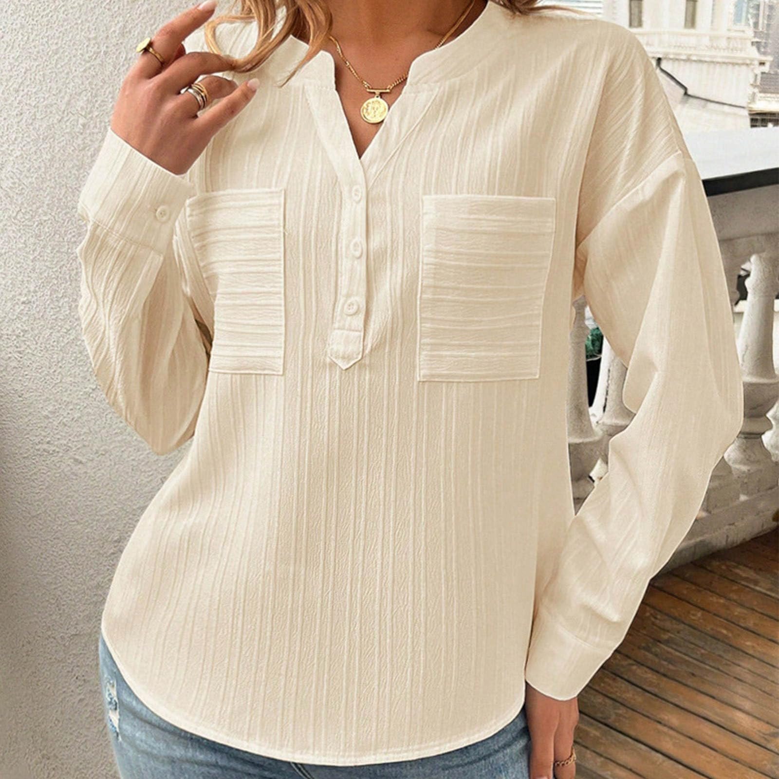 Chemisiers1 Décontracté Plain Printemps / Automne Polyester Aucune élasticité Quotidien Régulier Boucle Non pour Femmes