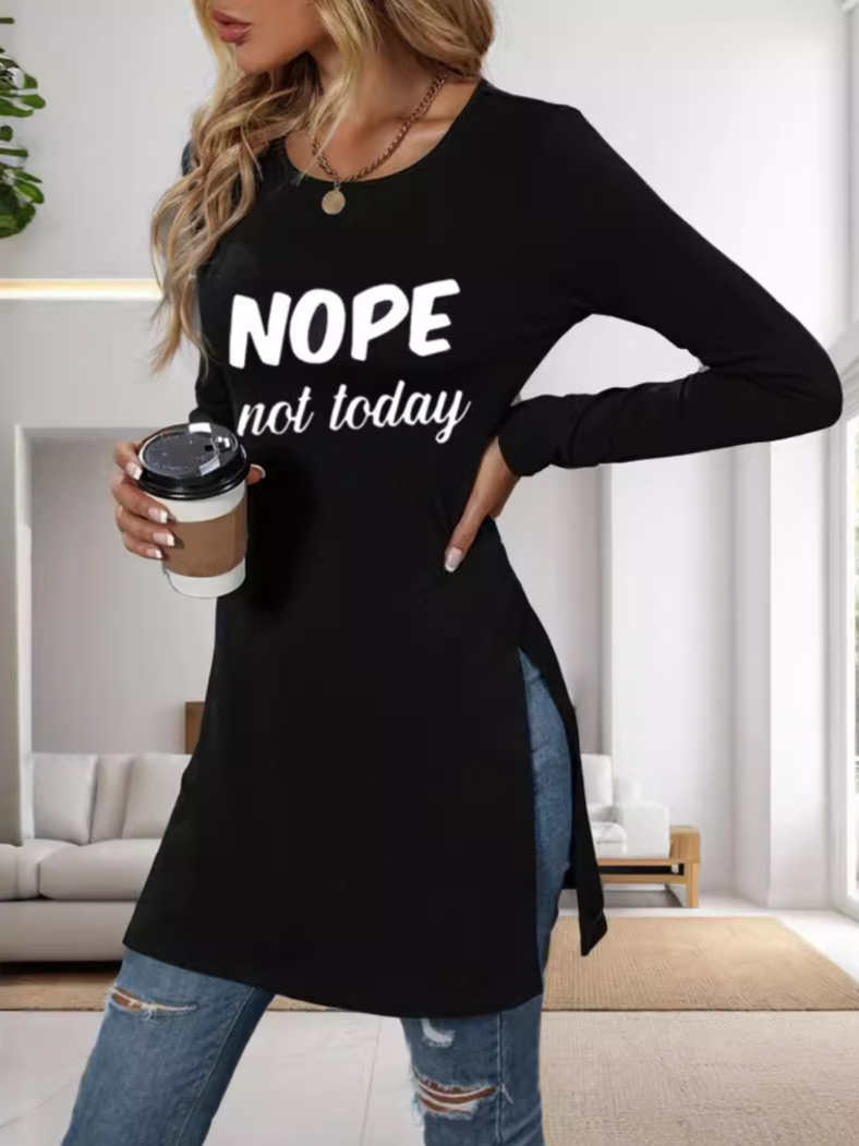 T-shirts Décontracté Printemps / Automne Jésus Copie Micro-élasticité Jersey Manches Longues Col Rond Mi-long Droit pour Femmes
