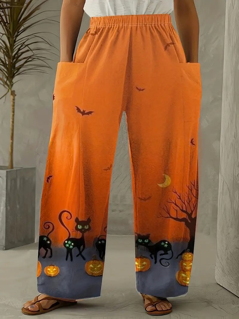 Pantalons Décontracté Printemps / Automne Toussaint Aucune élasticité Ample Coton Et Lin Pantalon droit Droit Régulier pour Femmes