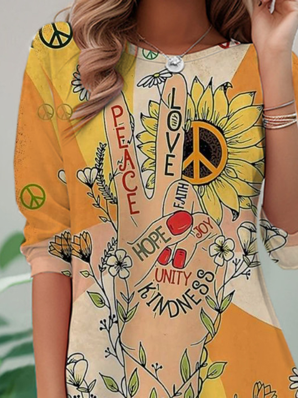 T-shirts Décontracté Floral Printemps / Automne Ample Manches Longues Col Rond Régulier Droit Non pour Femmes
