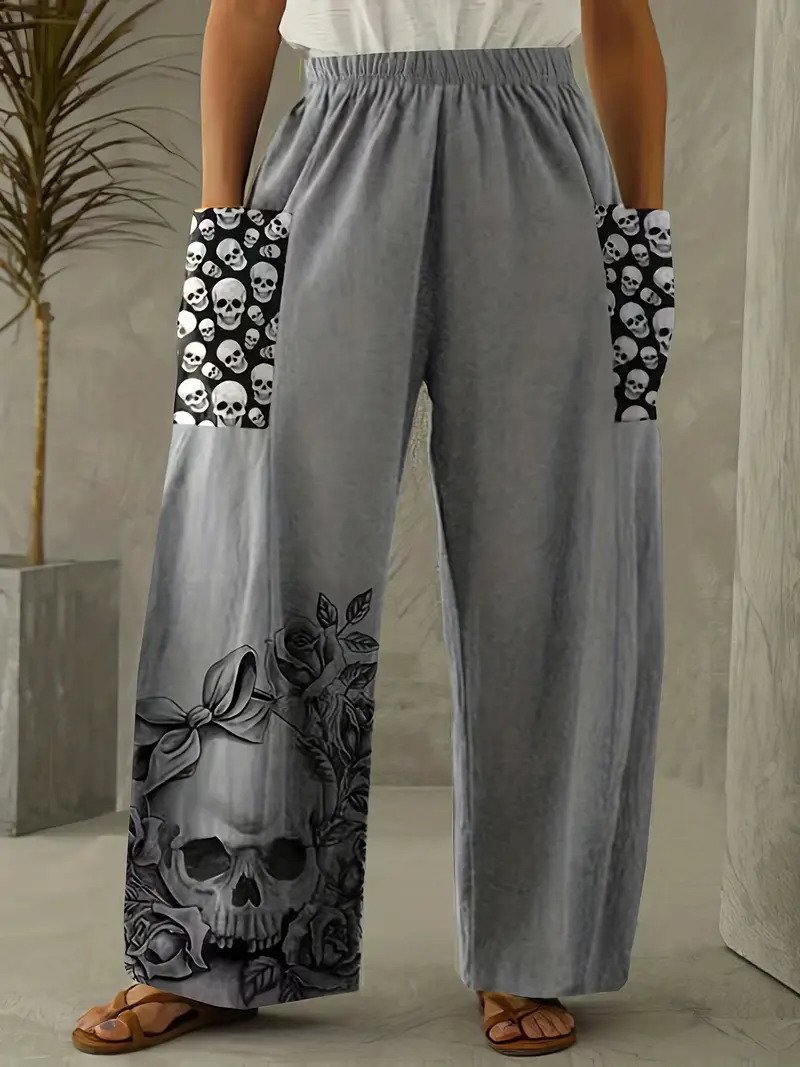Pantalons Décontracté Printemps / Automne Toussaint Aucune élasticité Ample Coton Et Lin Pantalon droit Droit Régulier pour Femmes