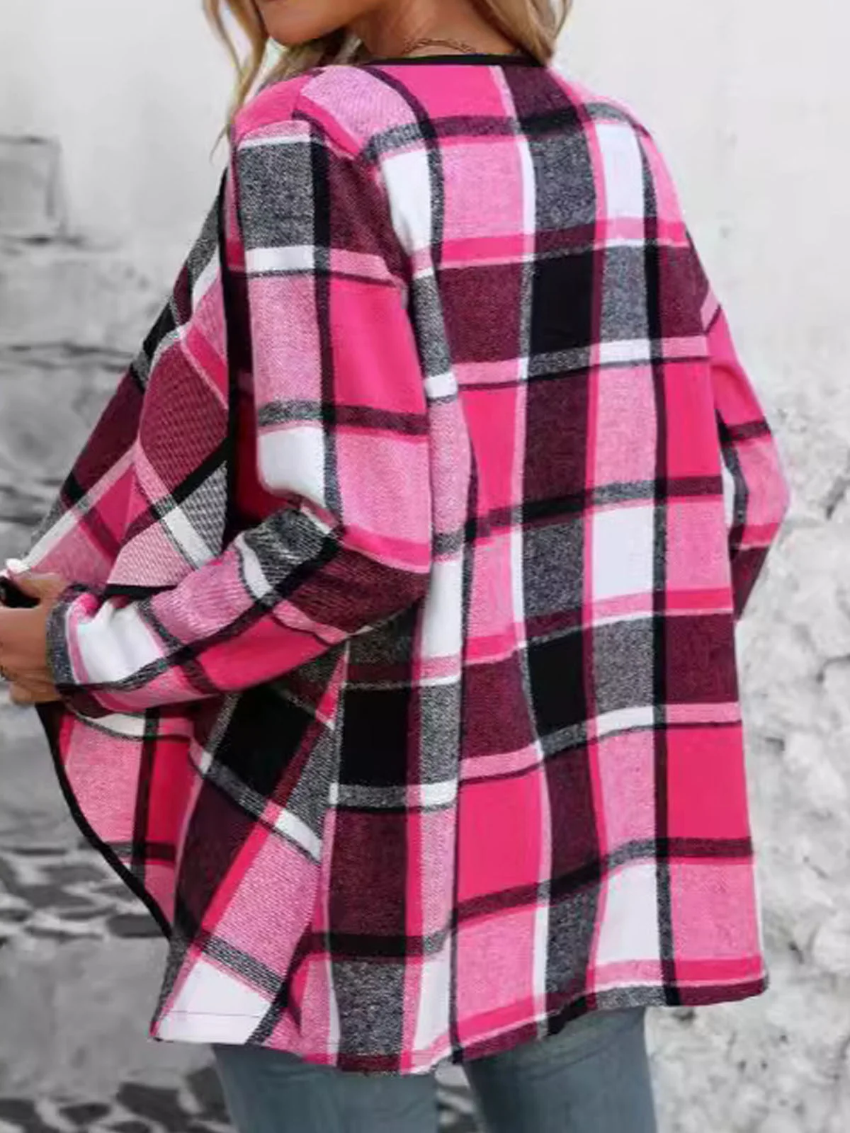 Manches Longues Régulier Plaid Blouson pour Femmes