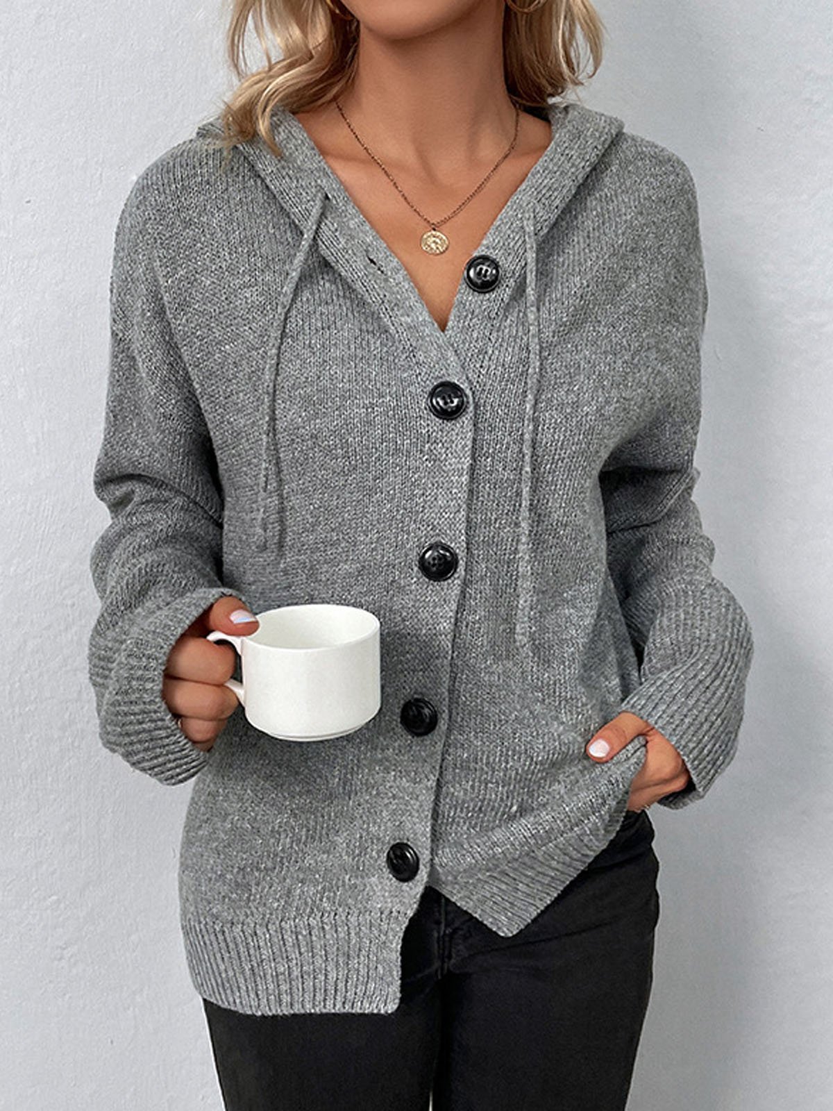 Cardigans Femmes Décontracté Plain Hiver Sweat-shirt à Capuche Quotidien Ample Régulier Droit Boucle