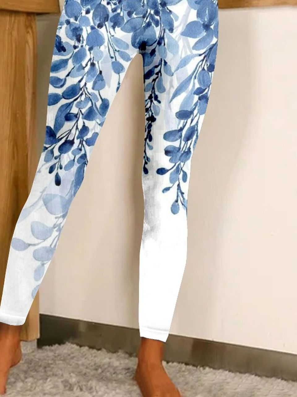 Pantalons De Yoga Décontracté Toutes Les Saisons Feuille Naturel Quotidien Serré Jersey Long Droit pour Femmes