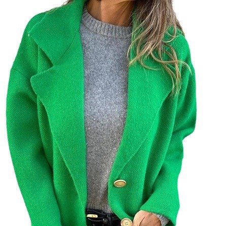 Élasticité moyenne à Col Revers Manches Longues Régulier Plain Manteau pour Femmes