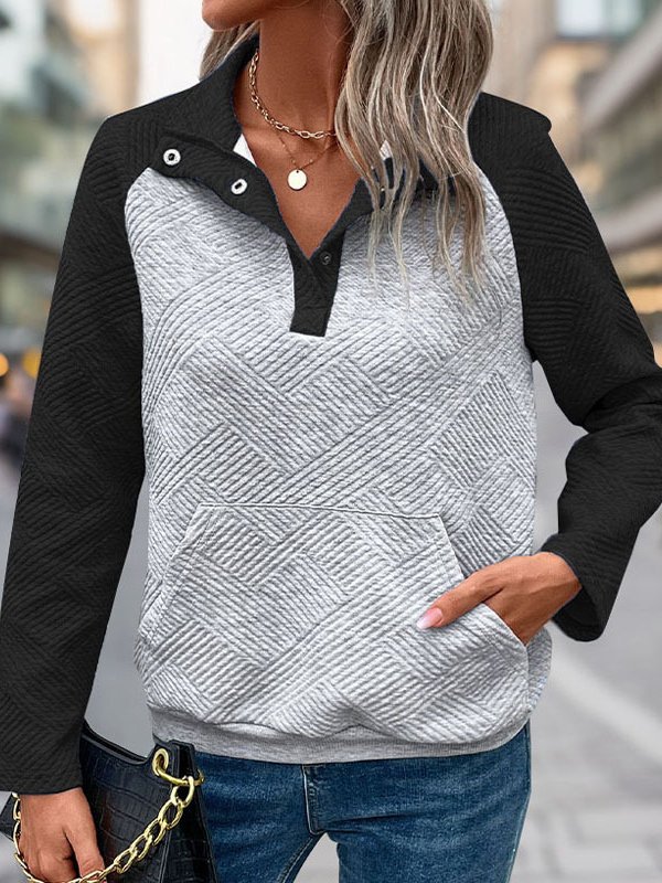 Sweat-shirts Femmes Décontracté Bloc de Couleur Printemps / Automne à Manches de Raglan Quotidien Ample Col Châle Régulier Régulier