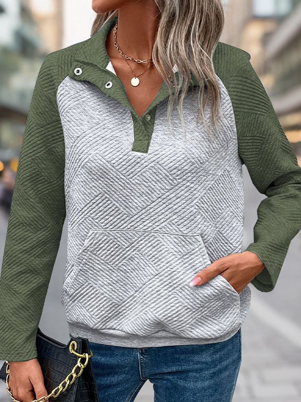 Sweat-shirts Femmes Décontracté Bloc de Couleur Printemps / Automne à Manches de Raglan Quotidien Ample Col Châle Régulier Régulier