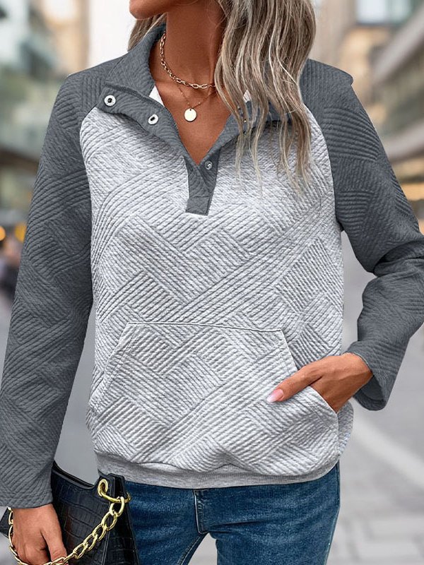 Sweat-shirts Femmes Décontracté Bloc de Couleur Printemps / Automne à Manches de Raglan Quotidien Ample Col Châle Régulier Régulier