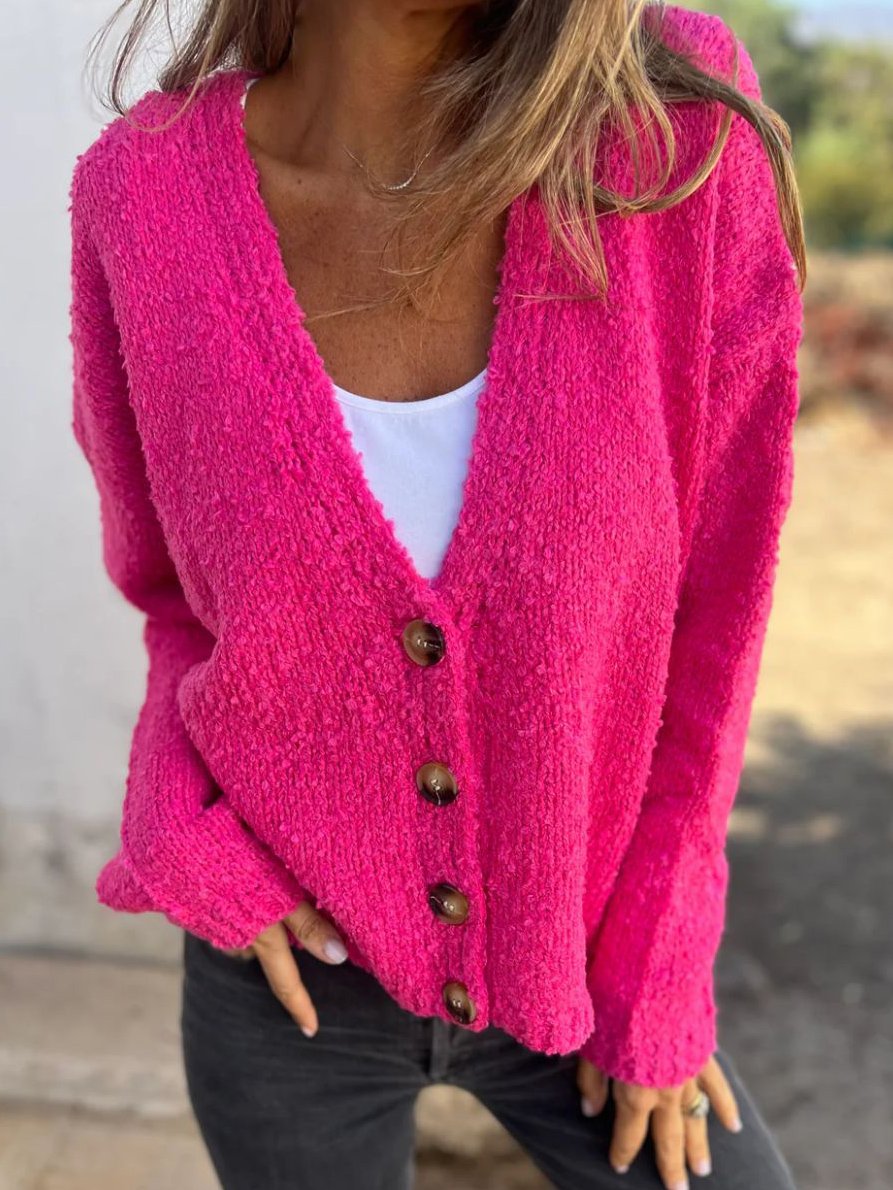 Cardigans Décontracté Plain Hiver Boutonné Poids lourd Quotidien Ample Fil/fil de laine Élasticité moyenne pour Femmes