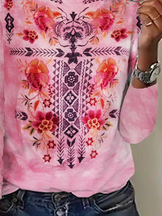 T-shirts Décontracté Motif tie-dye Printemps / Automne Micro-élasticité Quotidien Ample Droit Régulier ré pour Femmes