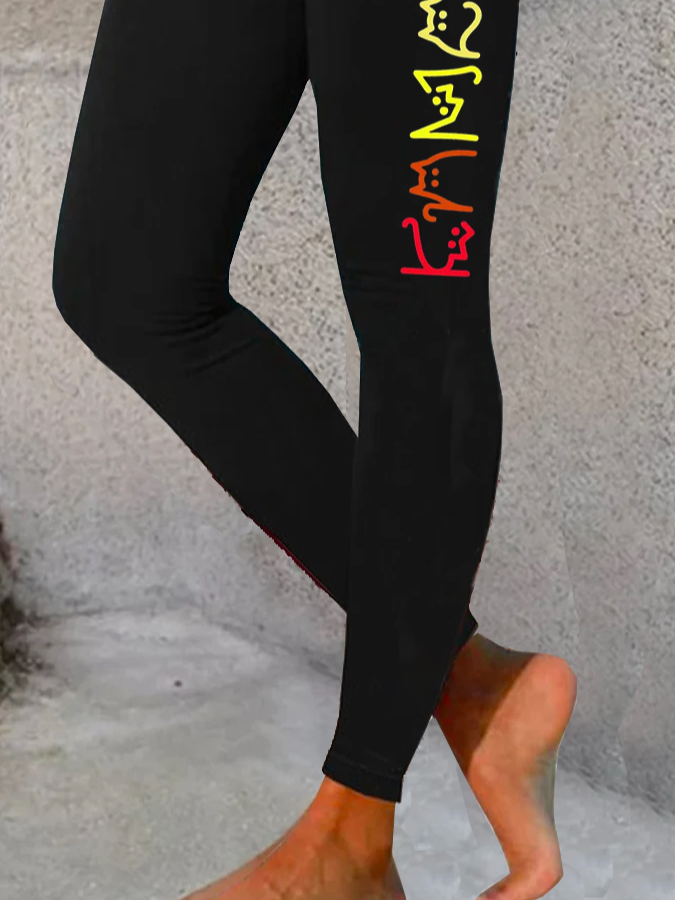 Pantalons De Yoga Décontracté Toutes Les Saisons Lettres de texte Naturel Quotidien Serré Jersey Long Régulier pour Femmes