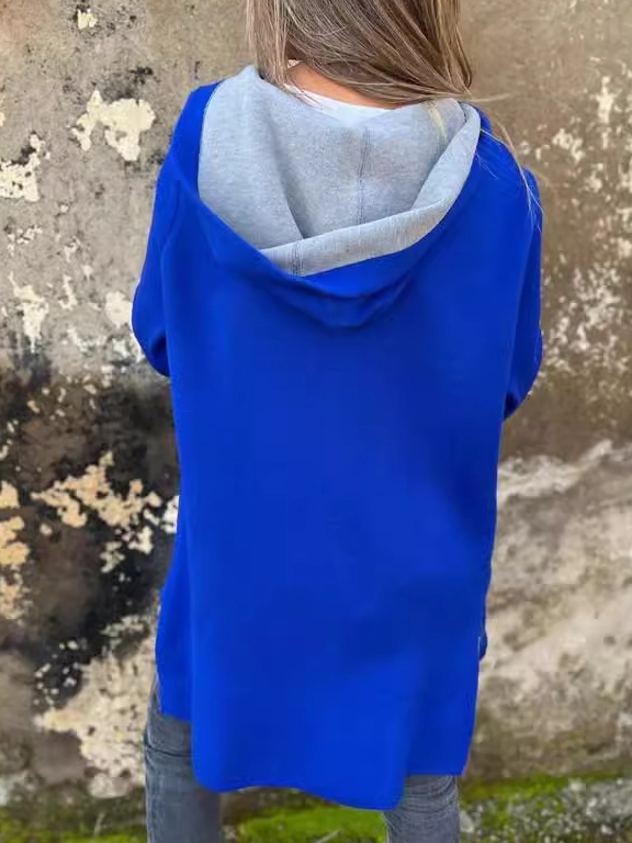 Micro-élasticité Sweat-shirt à Capuche Manches Longues Épaissi Plain Blouson pour Femmes