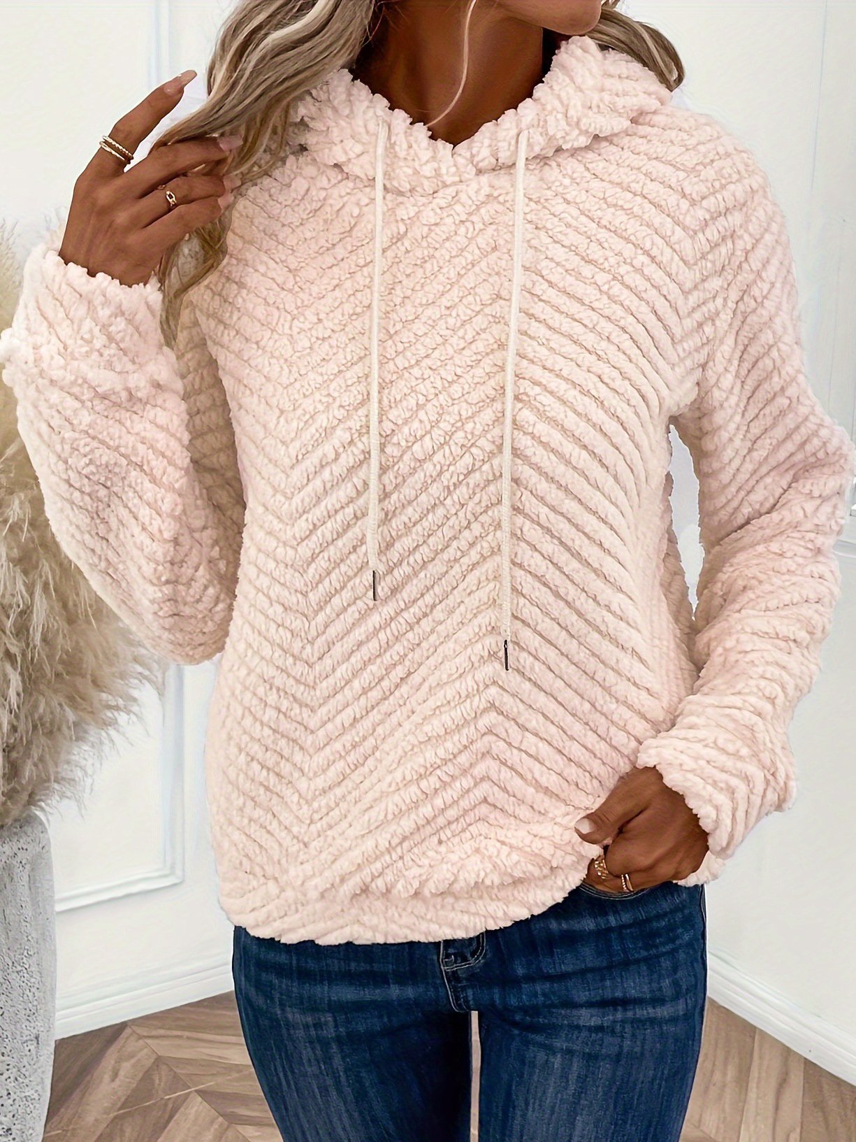 à Capuche Décontracté Plain Printemps / Automne Sweat-shirt à Capuche Micro-élasticité Quotidien Ample Tissu pelucheux/polaire granuleux Régulier pour Femmes