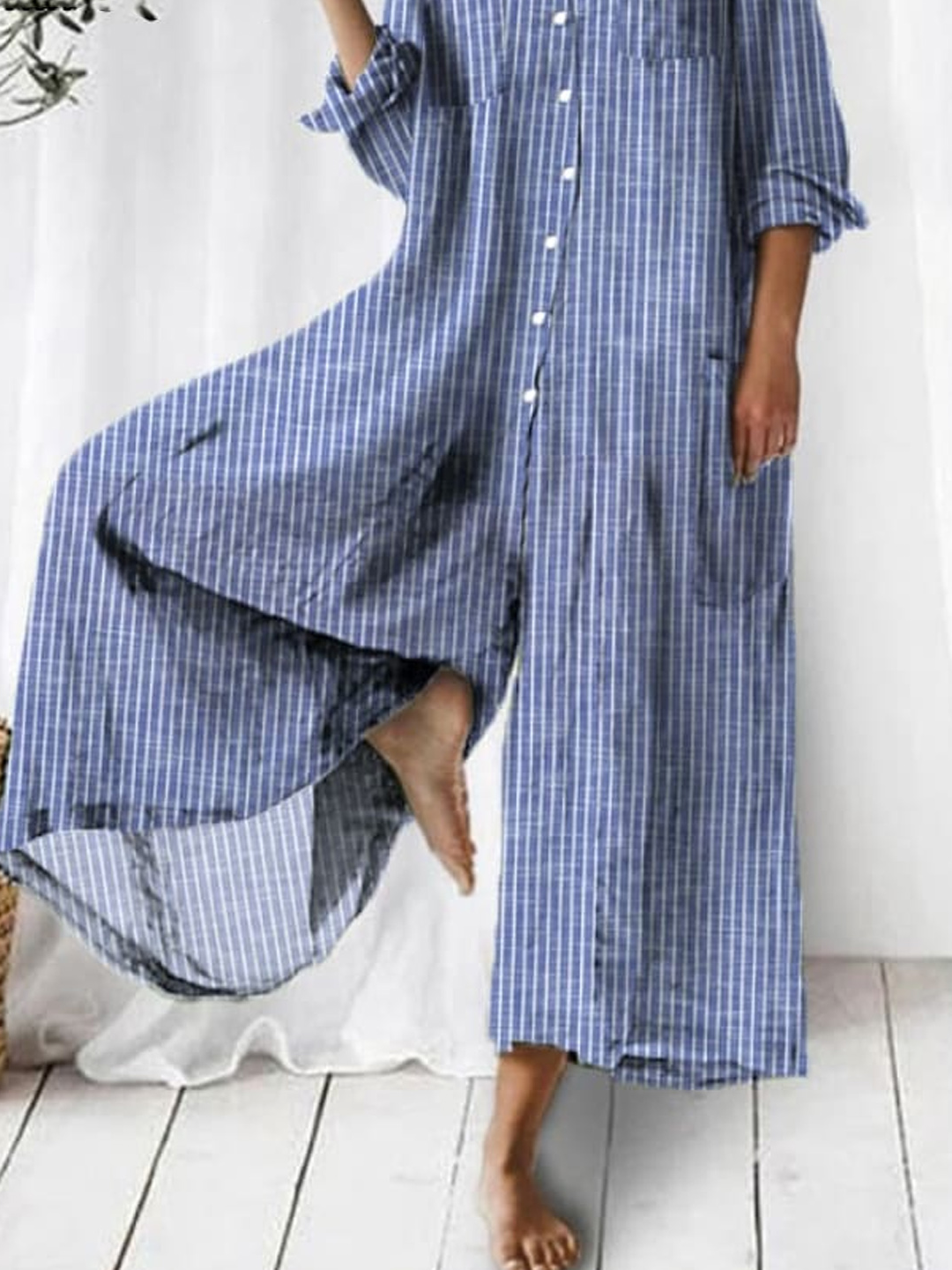 Combinaisons Rayé Décontracté Été Polyester Aucune élasticité Quotidien Ample Long Droit pour Femmes