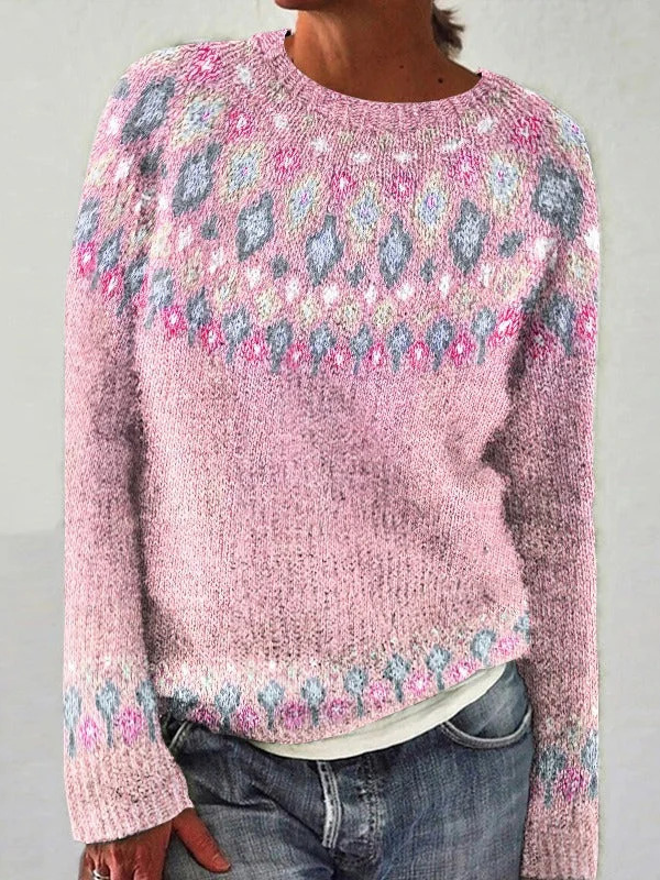 Pulls Décontracté Printemps / Automne Ethnique Géométrie Ample Manches Longues Mi-long Régulier Élasticité moyenne Non pour Femmes
