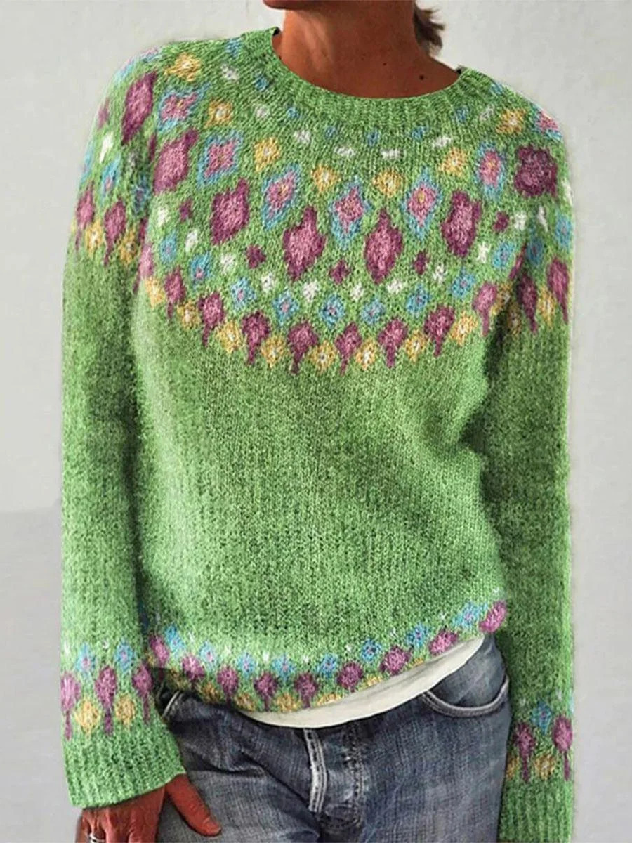 Pulls Décontracté Printemps / Automne Ethnique Géométrie Ample Manches Longues Mi-long Régulier Élasticité moyenne Non pour Femmes