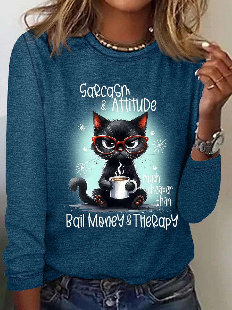 T-shirts Femmes Décontracté Imprimé d'Animal Printemps / Automne Quotidien Meilleure vente Manches Longues Col Rond en Mélangé de Coton Régulier