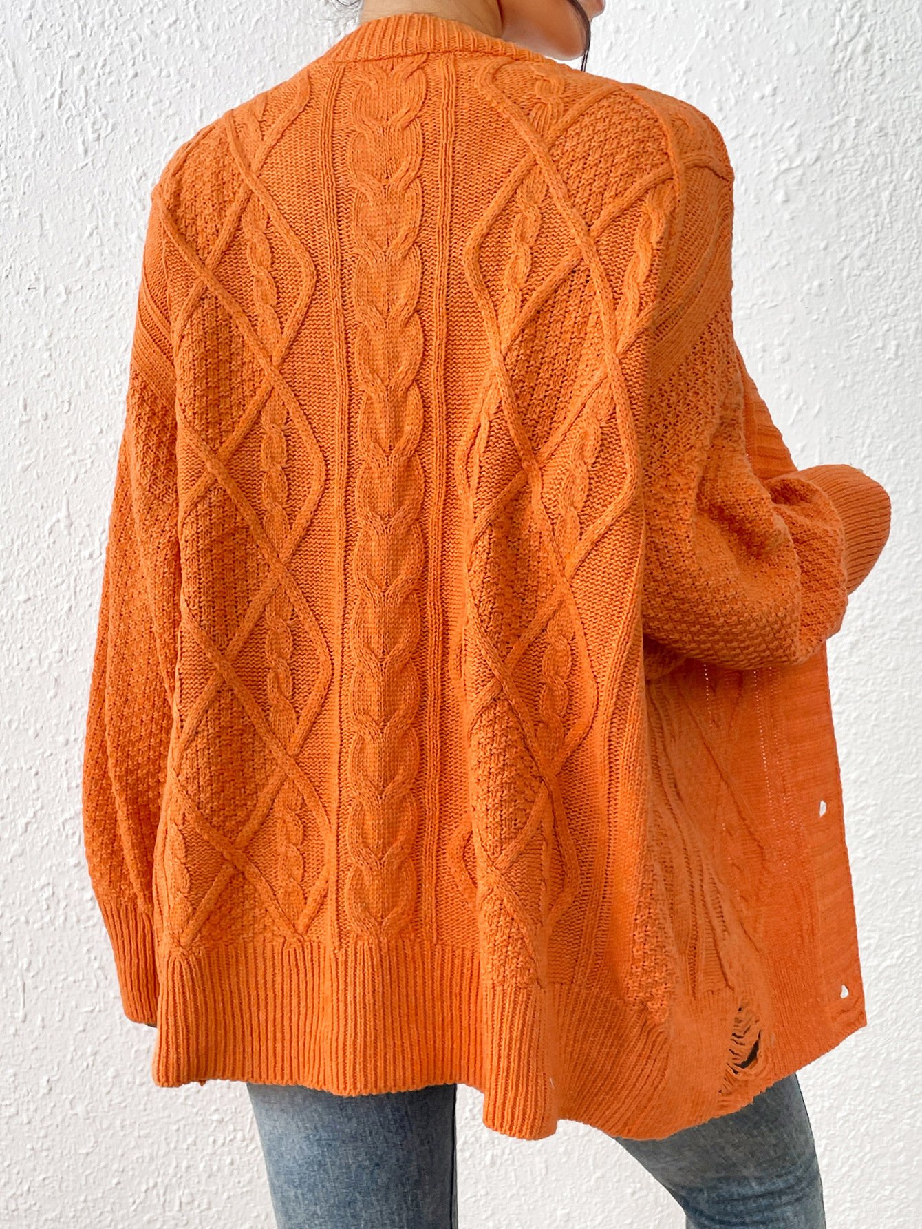 Cardigans Décontracté Plain Printemps / Automne Naturel Ample Manches Longues Mi-long Droit Élasticité moyenne pour Femmes
