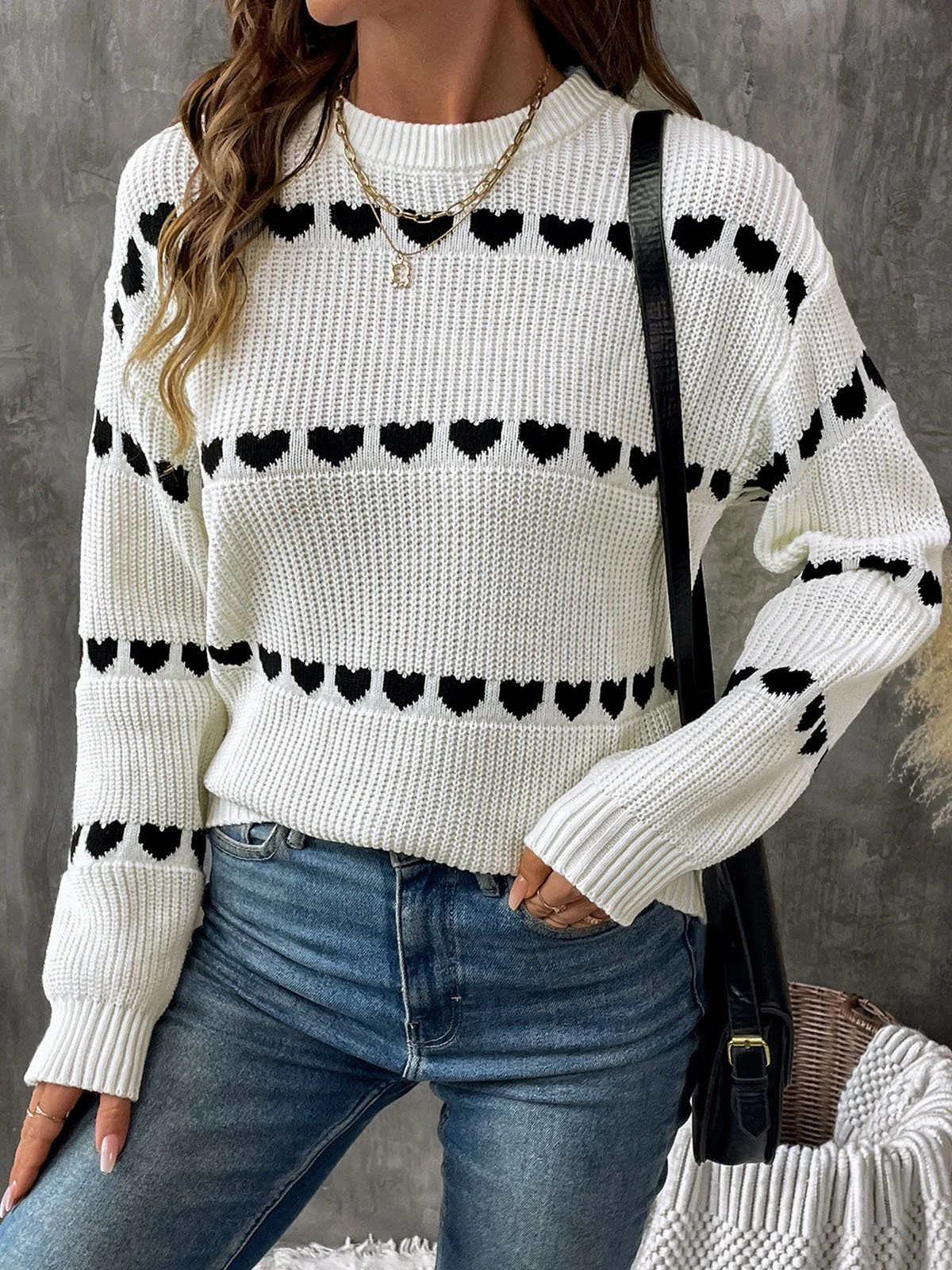 Pulls Femmes Décontracté Hiver Coeur/cordé Naturel Quotidien Ample Fil/fil de laine Régulier Droit