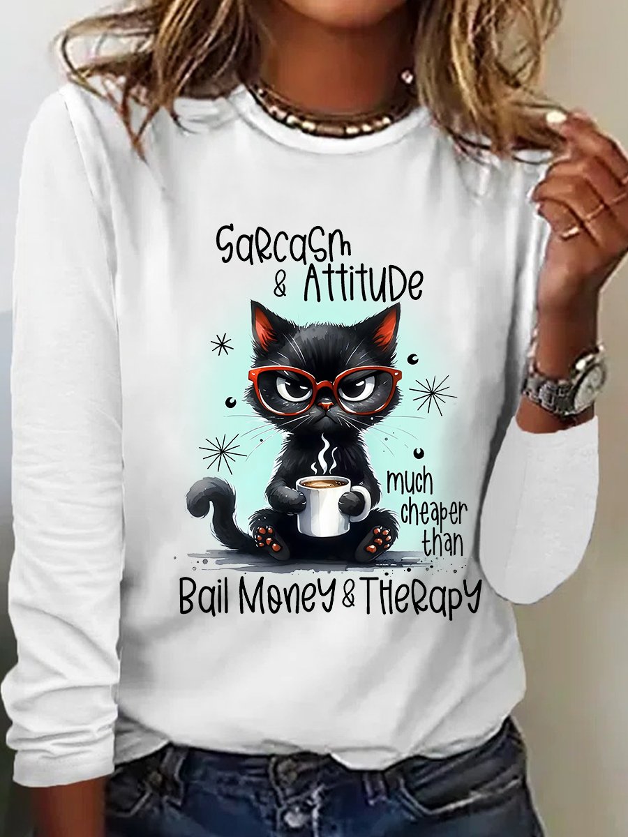 T-shirts Femmes Décontracté Imprimé d'Animal Printemps / Automne Quotidien Meilleure vente Manches Longues Col Rond en Mélangé de Coton Régulier