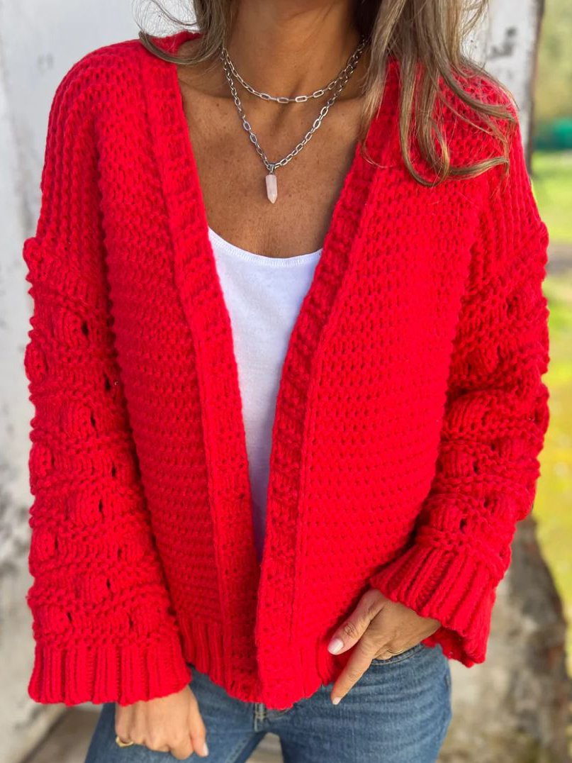 Cardigans Femmes Décontracté Plain Hiver Quotidien Ample Manches Longues Fil/fil de laine Droit Élasticité moyenne