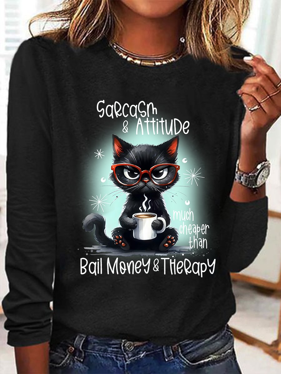 T-shirts Femmes Décontracté Imprimé d'Animal Printemps / Automne Quotidien Meilleure vente Manches Longues Col Rond en Mélangé de Coton Régulier