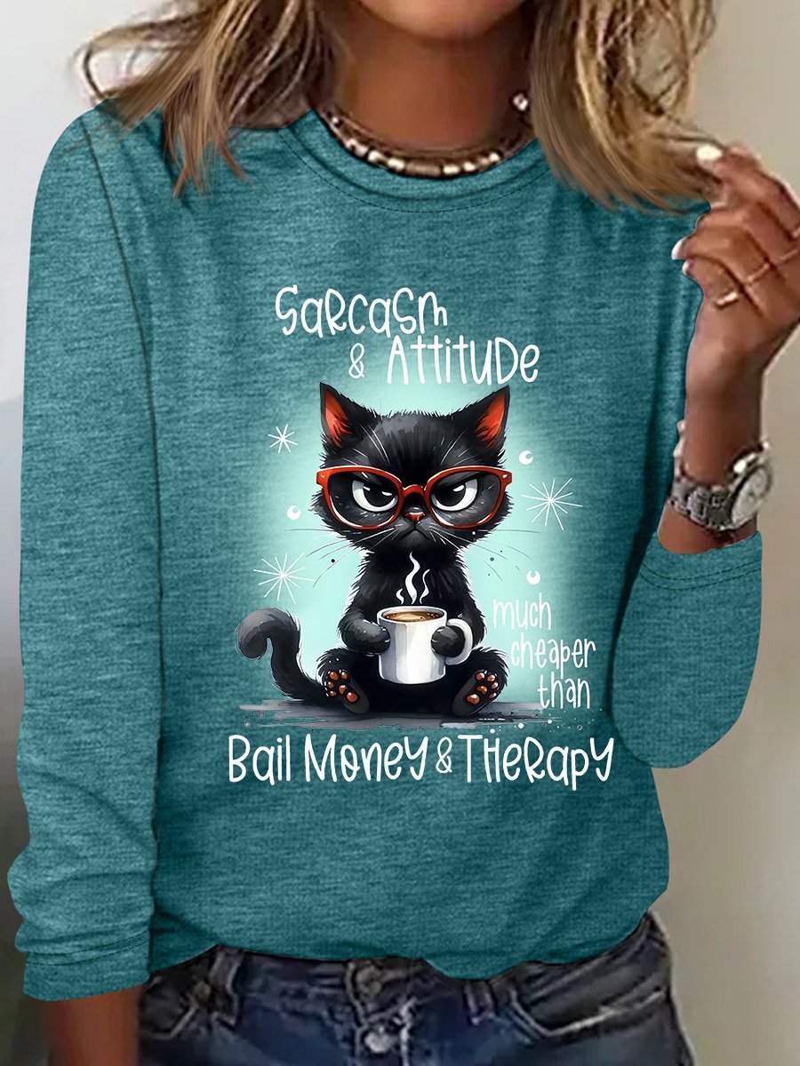 T-shirts Femmes Décontracté Imprimé d'Animal Printemps / Automne Quotidien Meilleure vente Manches Longues Col Rond en Mélangé de Coton Régulier