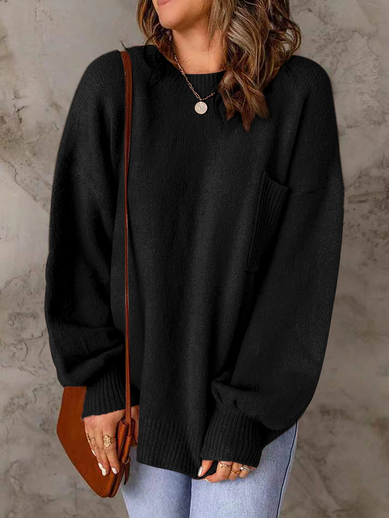 Pulls Décontracté Plain Printemps / Automne Micro-élasticité Quotidien Manches Longues Col Rond Droit Régulier pour Femmes
