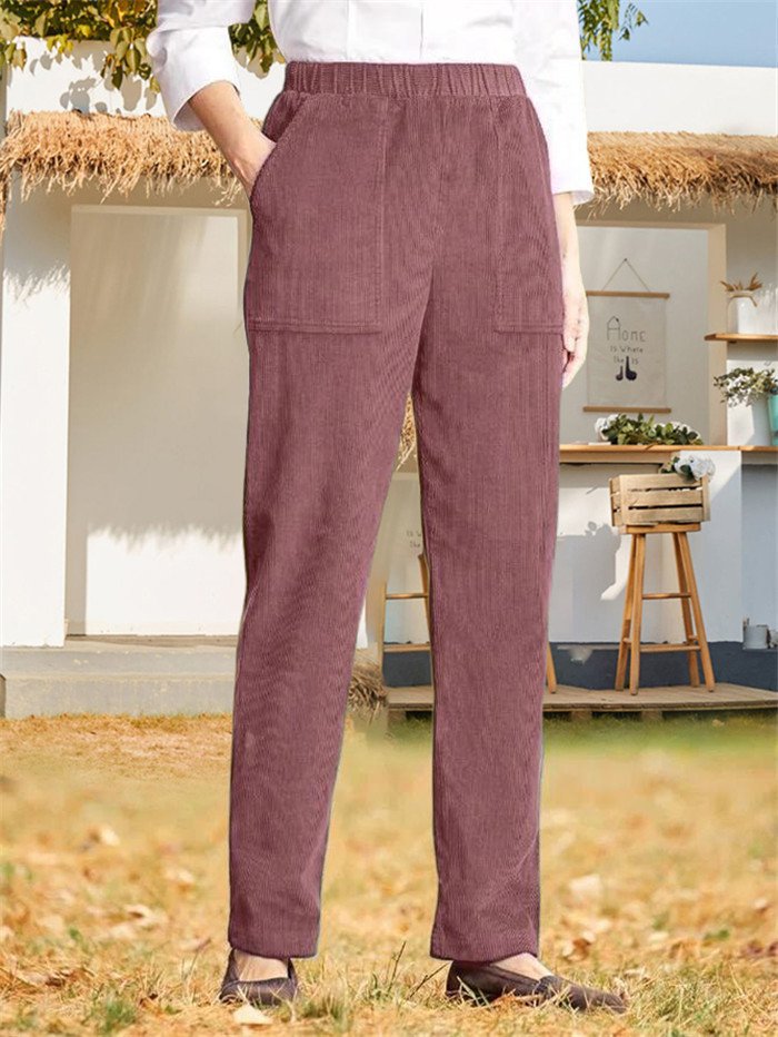 Pantalons Femmes Décontracté Plain Printemps / Automne Naturel Quotidien Tissu pelucheux/polaire granuleux Long Droit Régulier