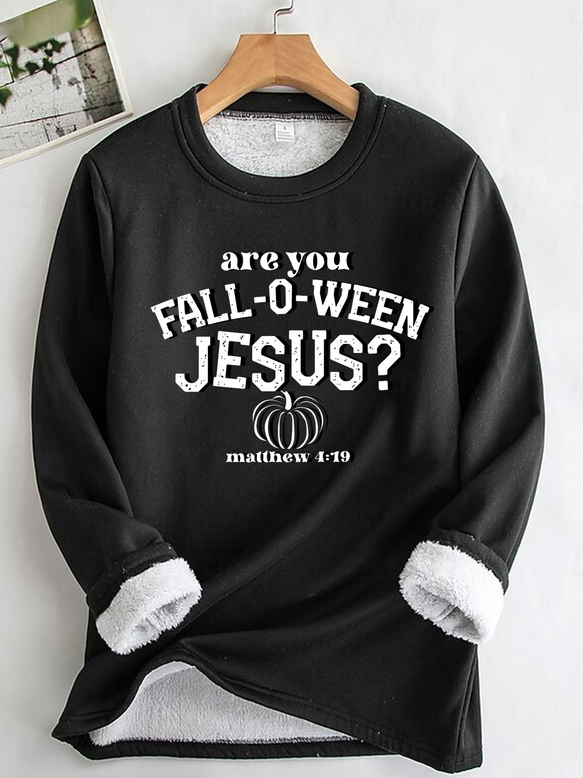 Sweat-shirts Femmes Décontracté Hiver Jésus Copie Quotidien Ample Jour de Thanksgiving Manches Longues en Mélangé de Coton en Toison