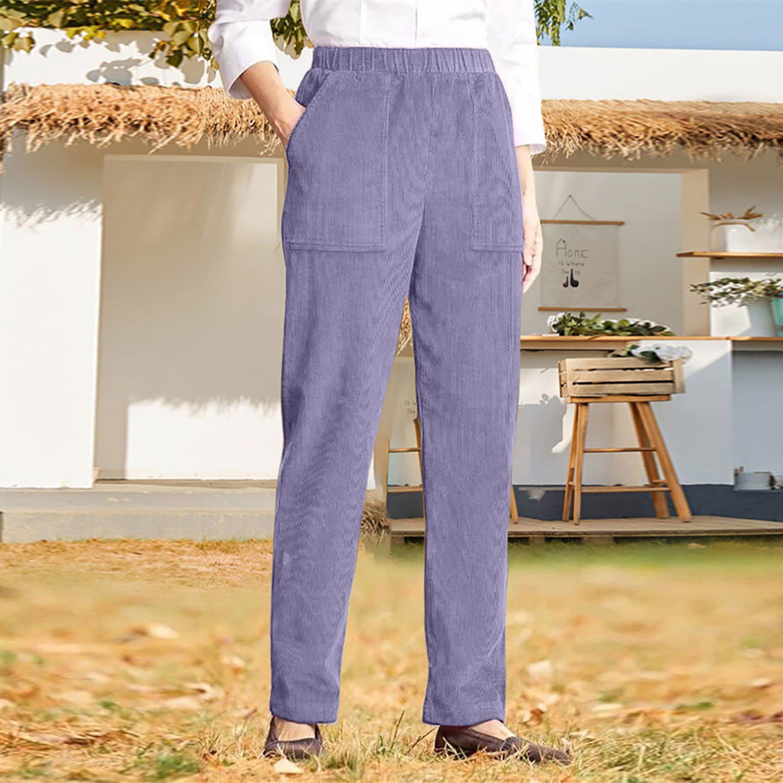 Pantalons Femmes Décontracté Plain Printemps / Automne Naturel Quotidien Tissu pelucheux/polaire granuleux Long Droit Régulier