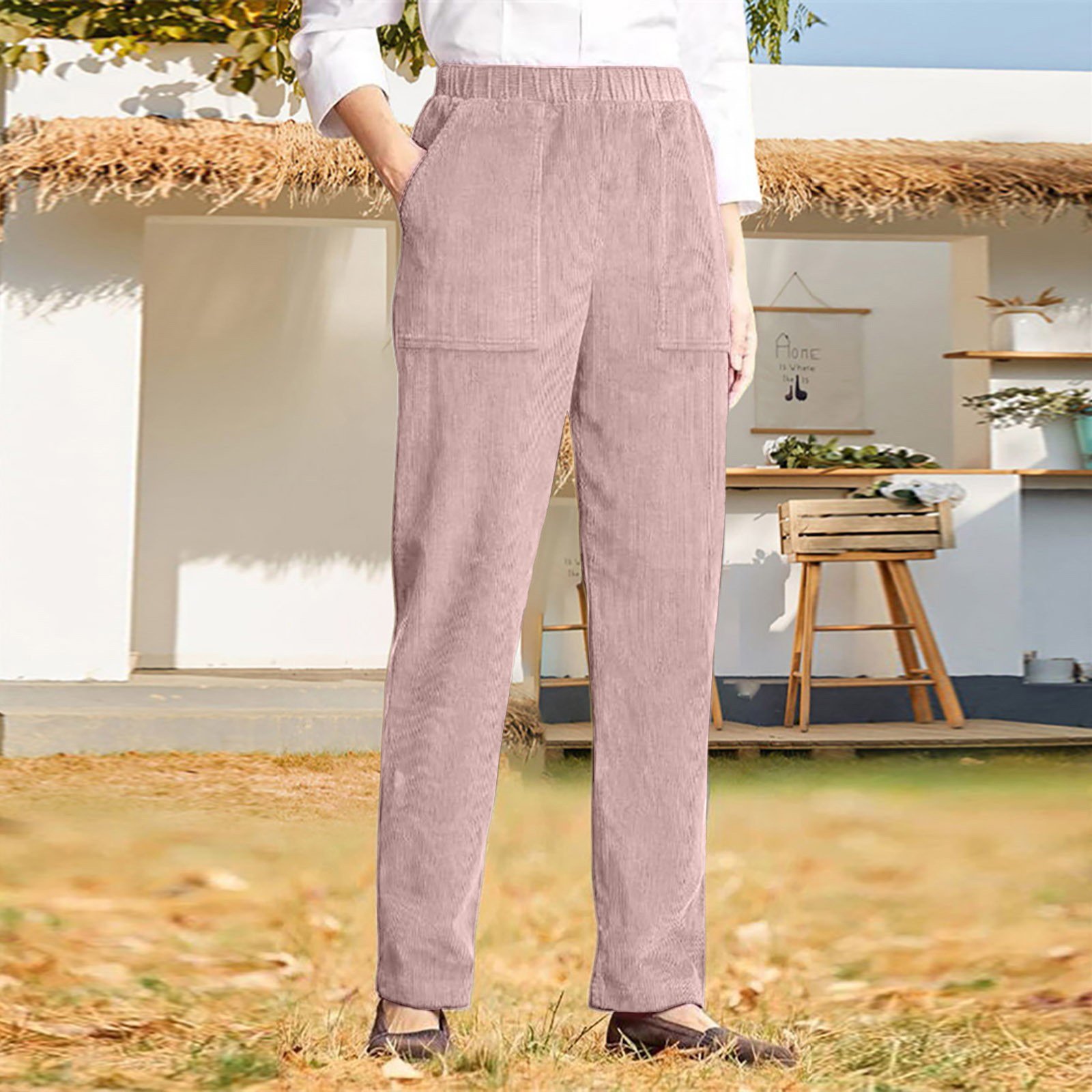 Pantalons Femmes Décontracté Plain Printemps / Automne Naturel Quotidien Tissu pelucheux/polaire granuleux Long Droit Régulier