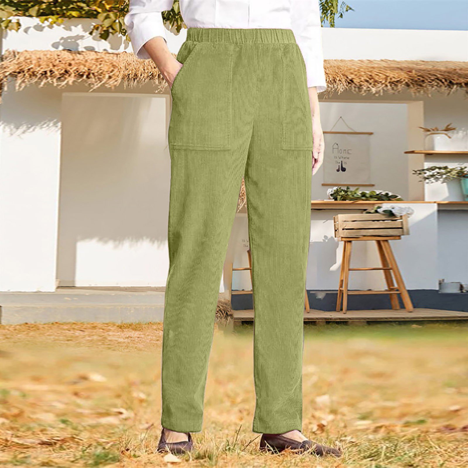 Pantalons Femmes Décontracté Plain Printemps / Automne Naturel Quotidien Tissu pelucheux/polaire granuleux Long Droit Régulier