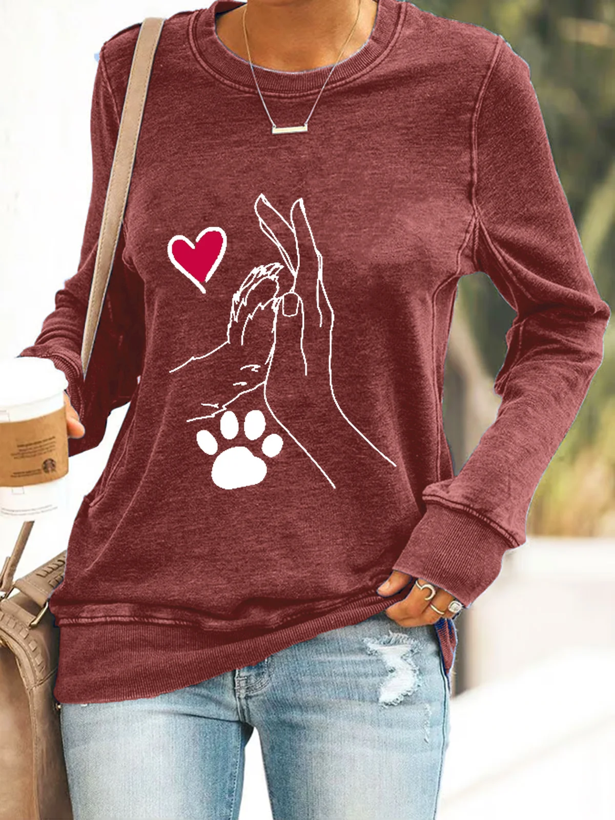 Sweat-shirts Décontracté Imprimé d'Animal Printemps / Automne Micro-élasticité Quotidien Manches Longues en Mélangé de Coton Régulier Droit pour Femmes