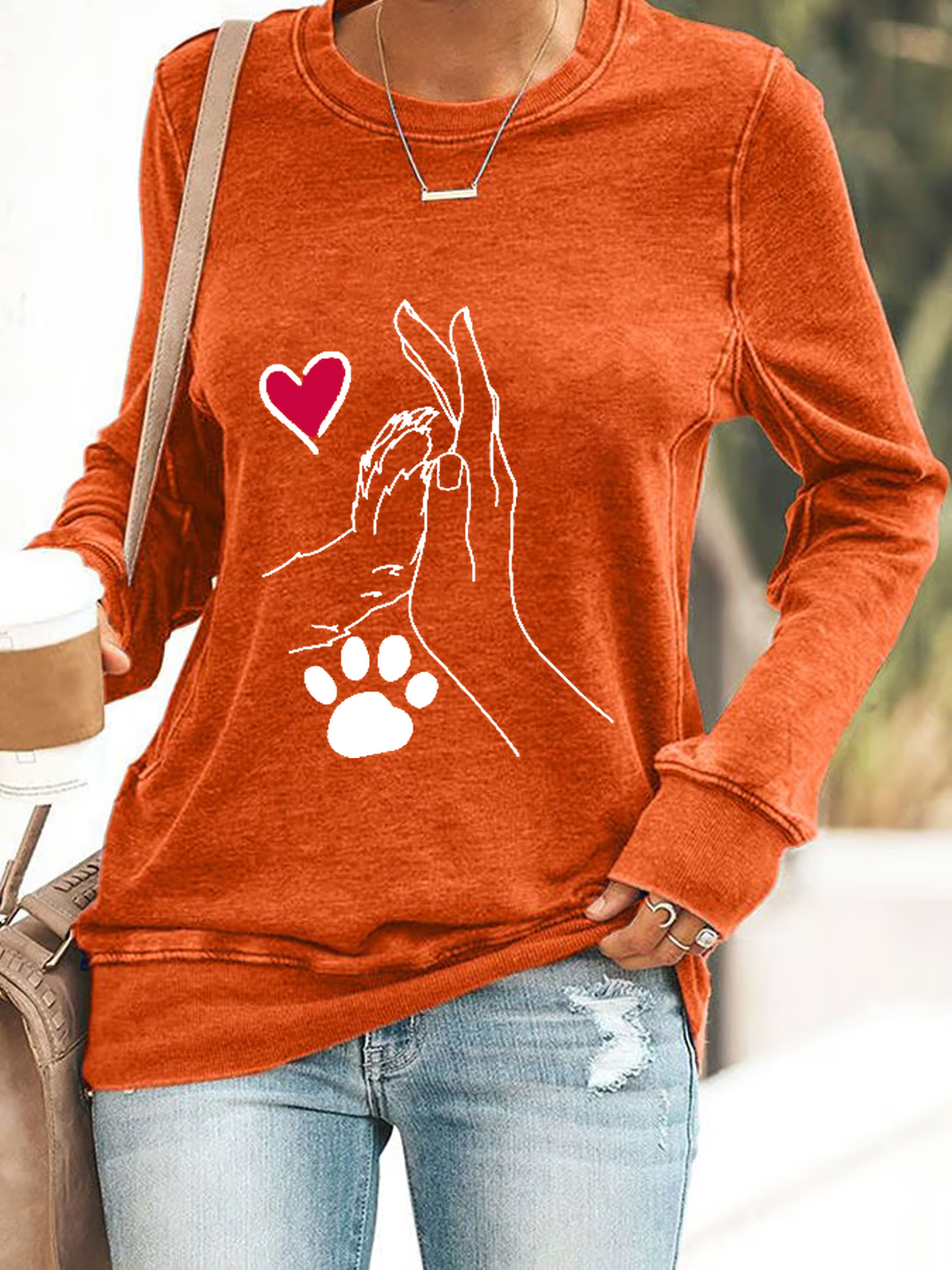 Sweat-shirts Décontracté Imprimé d'Animal Printemps / Automne Micro-élasticité Quotidien Manches Longues en Mélangé de Coton Régulier Droit pour Femmes
