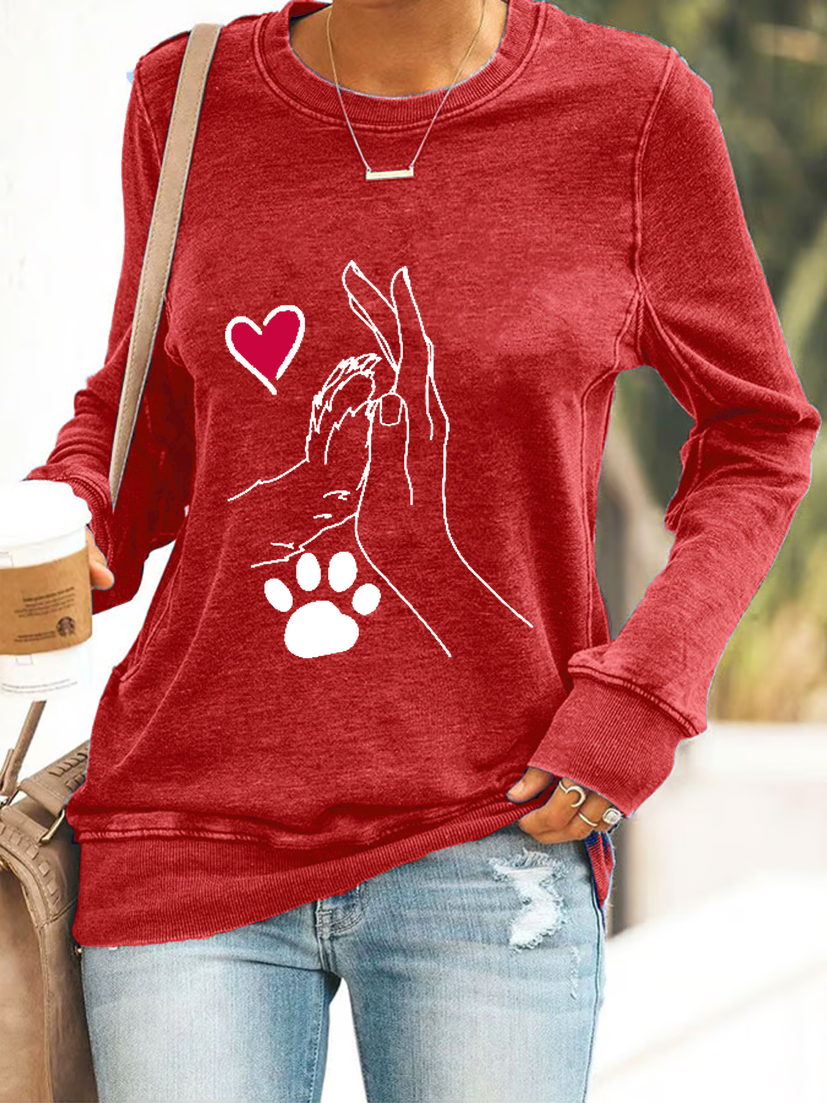 Sweat-shirts Décontracté Imprimé d'Animal Printemps / Automne Micro-élasticité Quotidien Manches Longues en Mélangé de Coton Régulier Droit pour Femmes