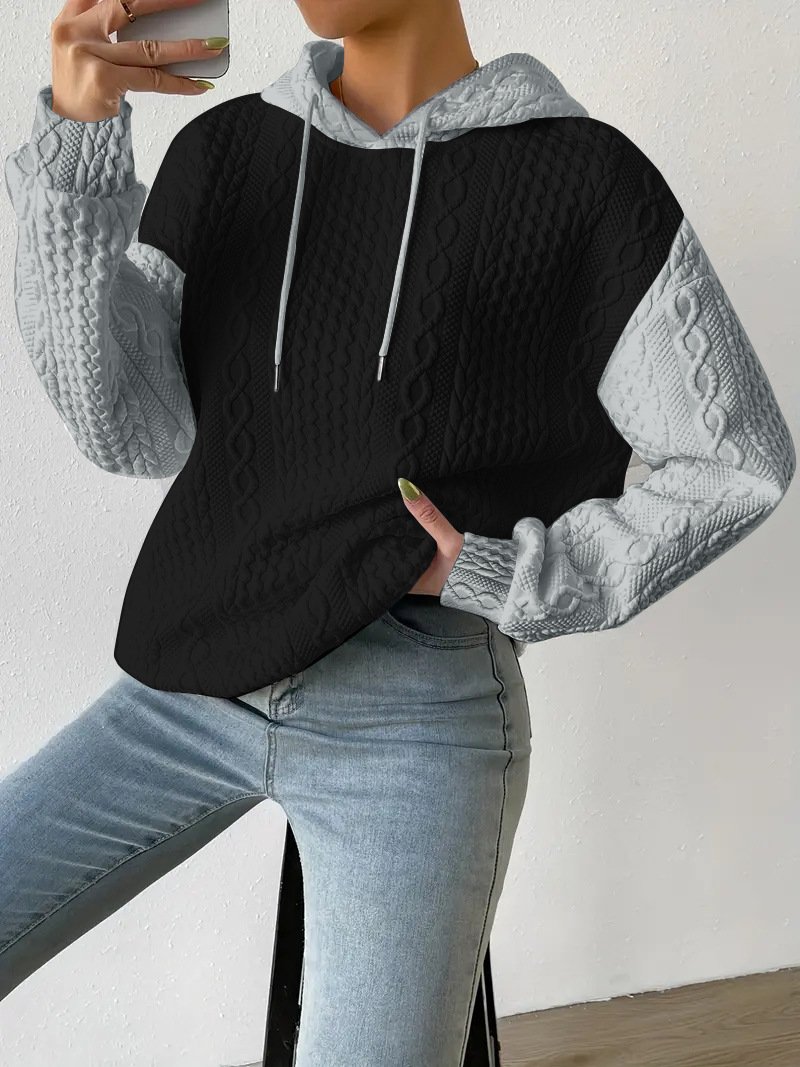 Sweat-shirts Femmes Décontracté Bloc de Couleur Printemps / Automne Polyester Sweat-shirt à Capuche Quotidien Ample Manches Longues Droit
