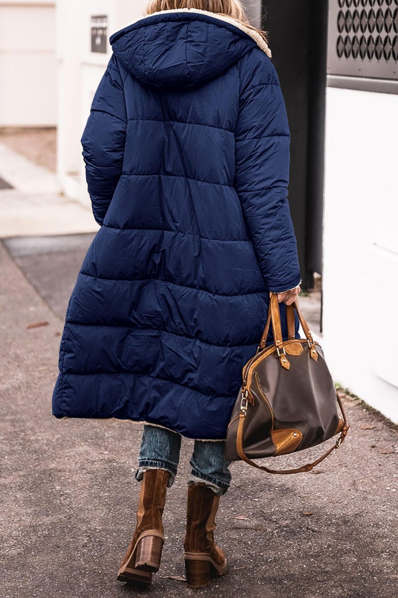 Micro-élasticité Col Châle Manches Longues Épaissi Plain Rembourré Blouson pour Femmes