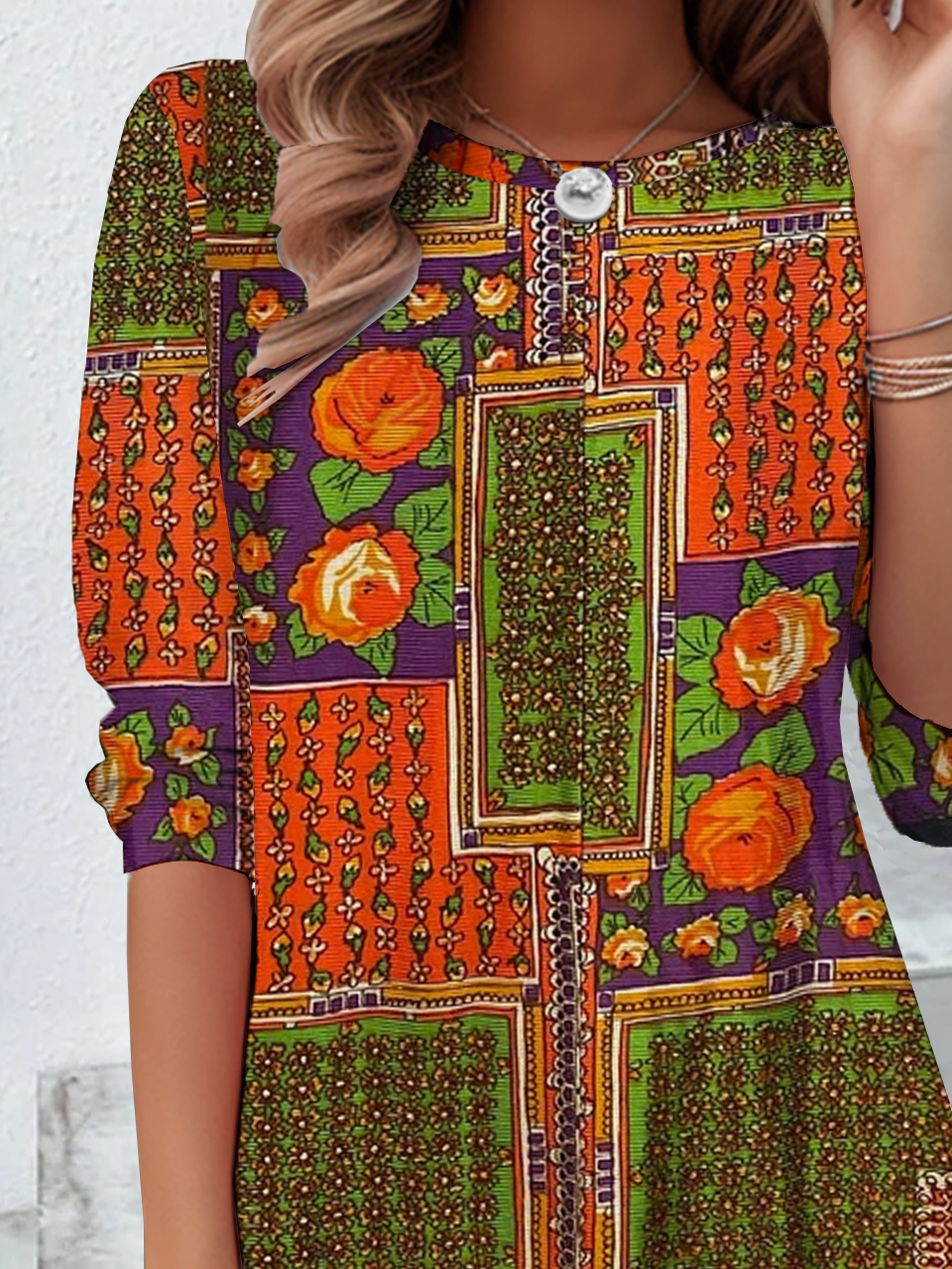 T-shirts Femmes Décontracté Floral Printemps / Automne Aucune élasticité Manches Longues Col Rond Régulier Régulier Non
