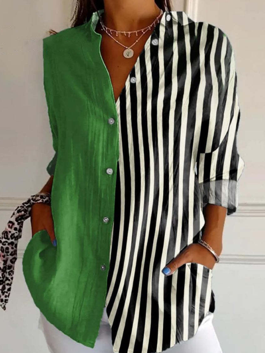Chemises Décontracté Floral Printemps / Automne Polyester Aucune élasticité Ample Manches Longues Régulier Col de Chemise pour Femmes
